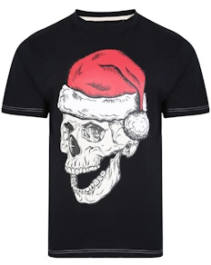 KAM Santa Skull Print T-Shirt Black